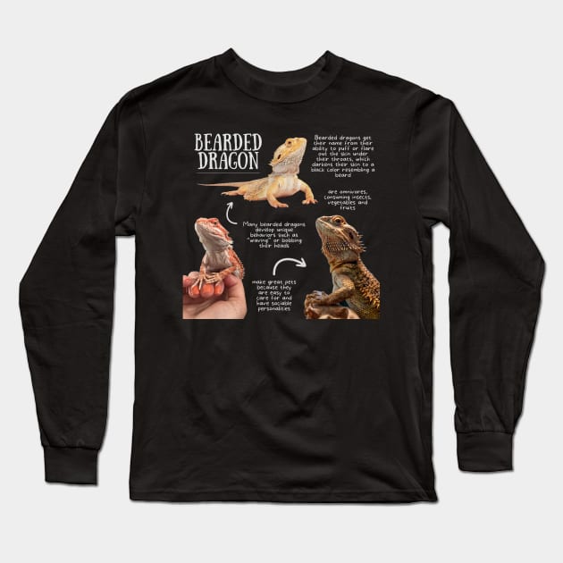 Animal Facts - Bearded Dragon Long Sleeve T-Shirt by Animal Facts and Trivias